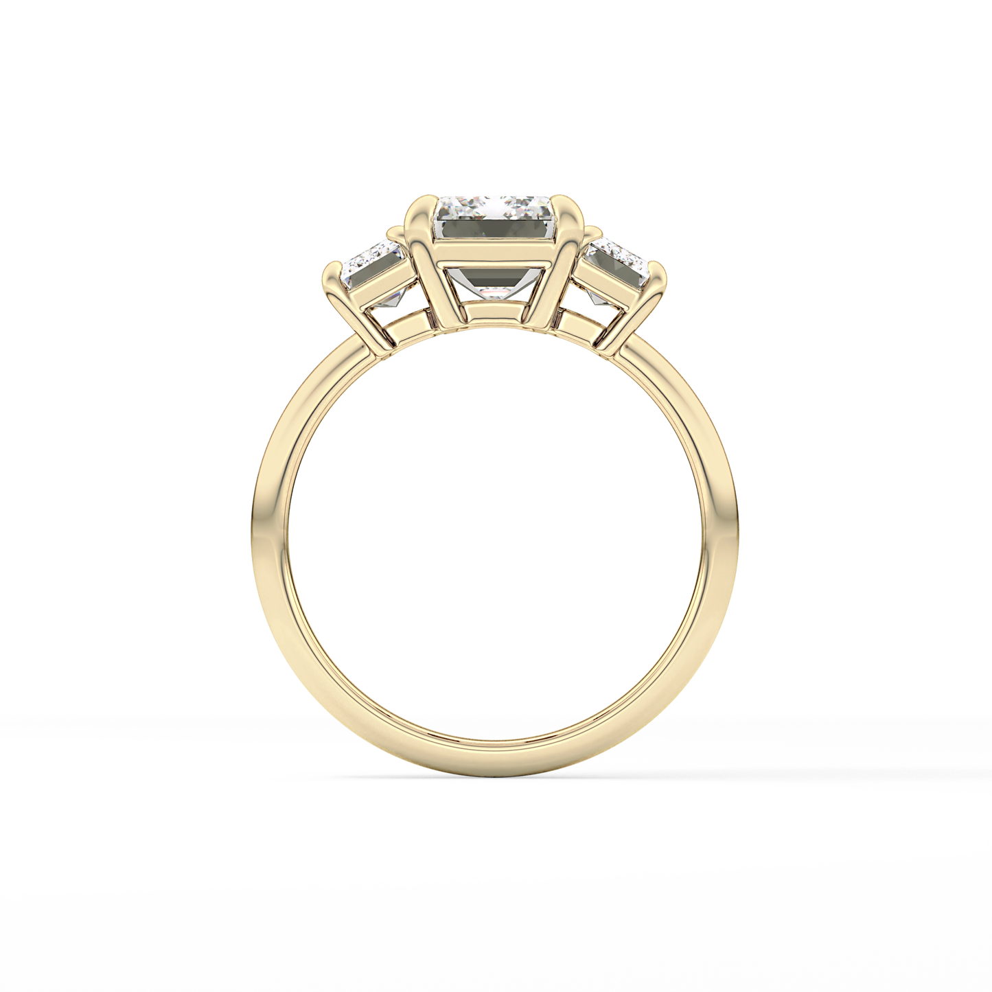 Emerald Three Stone Lab Grown Diamond Engagement Ring