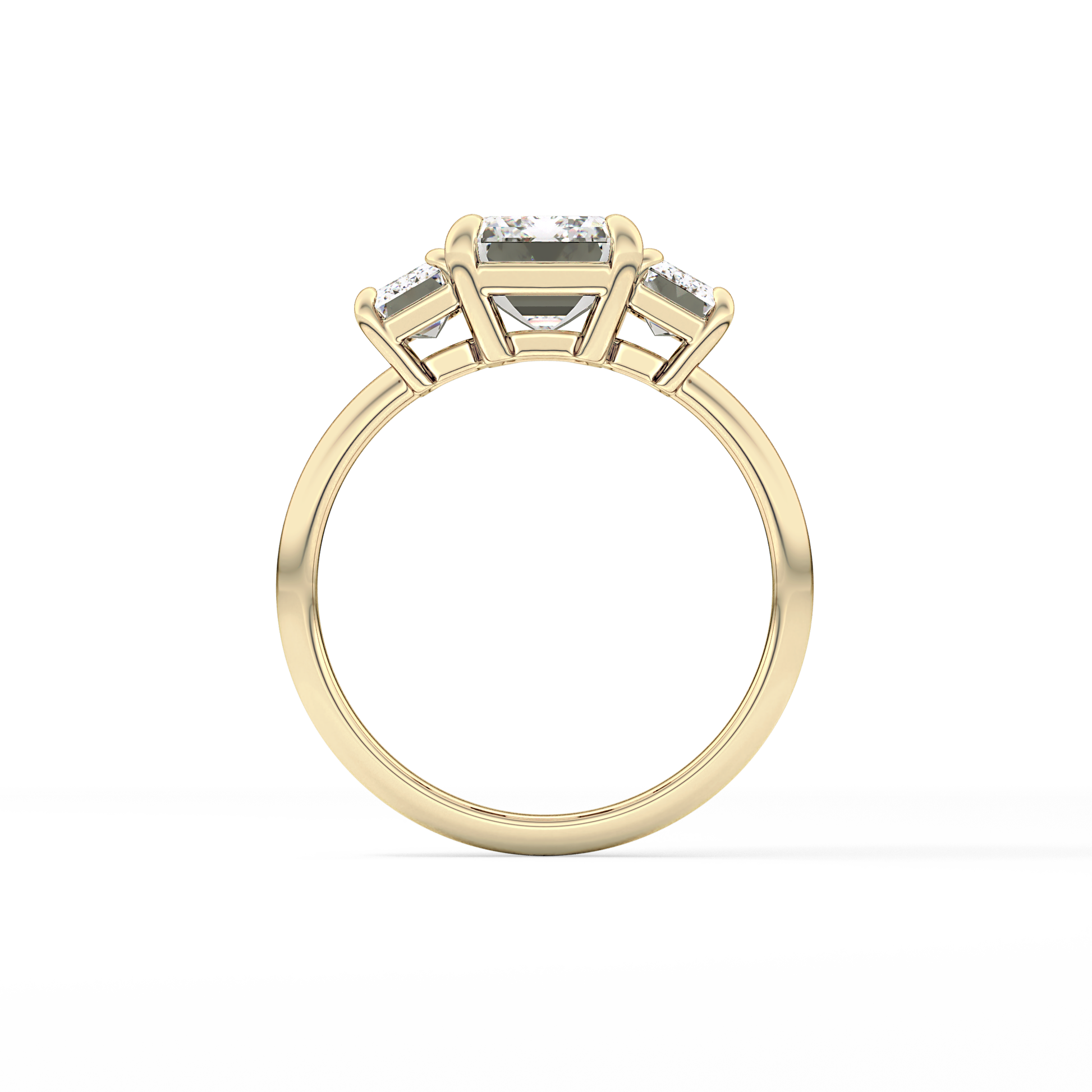 Emerald Three Stone Lab Grown Diamond Engagement Ring
