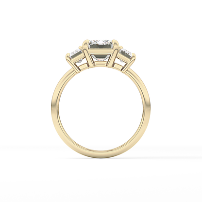 Emerald Three Stone Lab Grown Diamond Engagement Ring