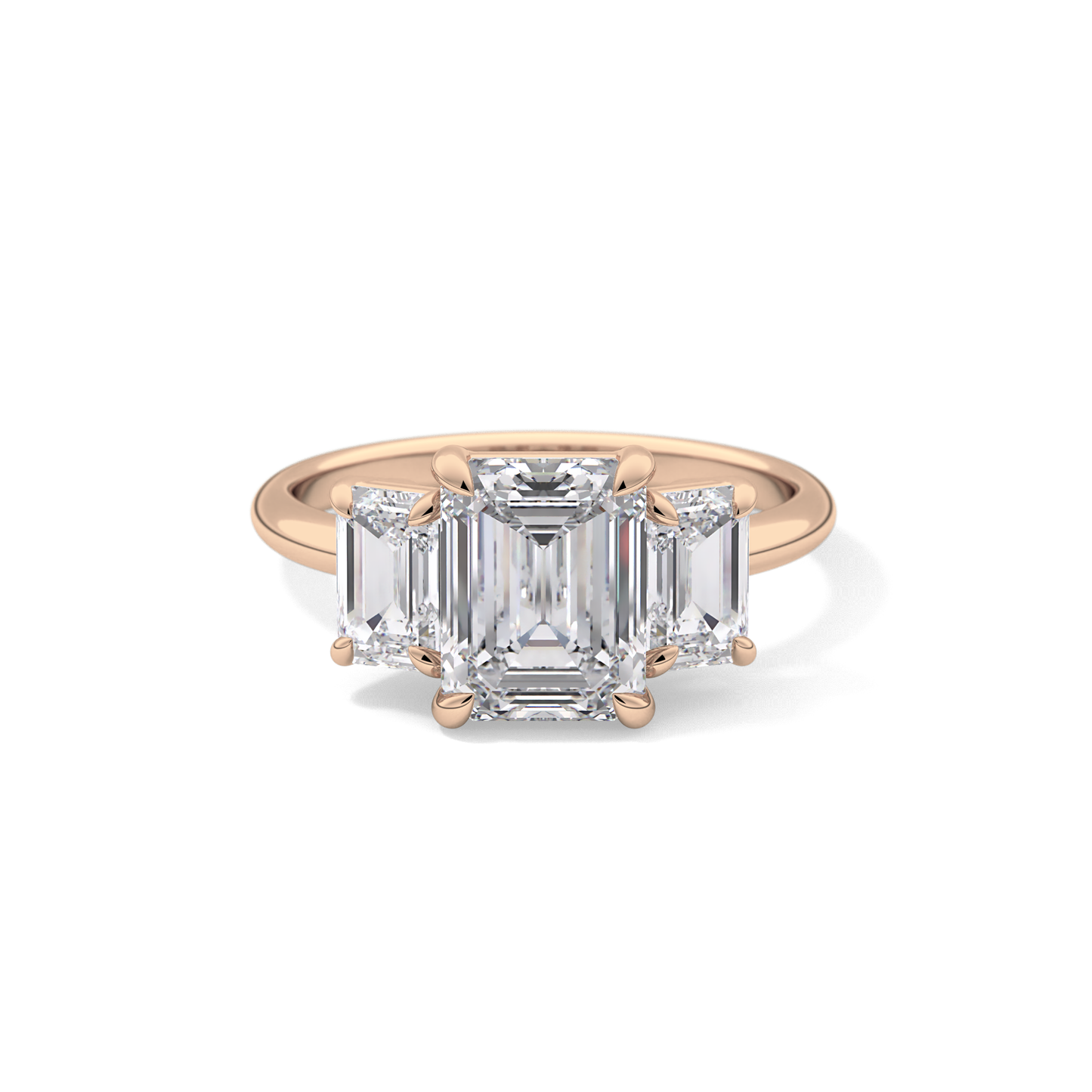 Emerald Three Stone Lab Grown Diamond Engagement Ring