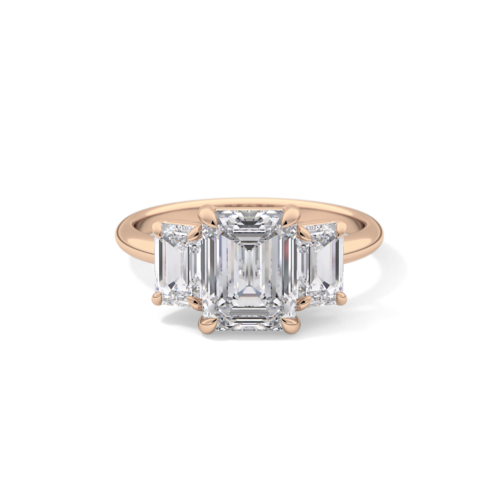 Emerald Three Stone Lab Grown Diamond Engagement Ring