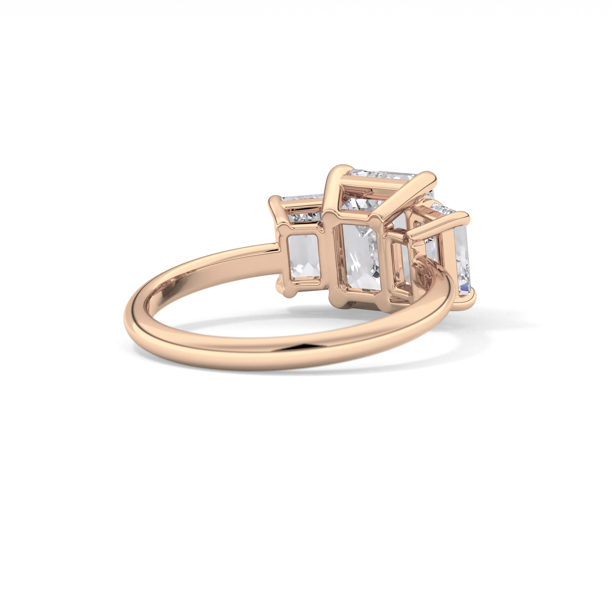 Emerald Three Stone Lab Grown Diamond Engagement Ring
