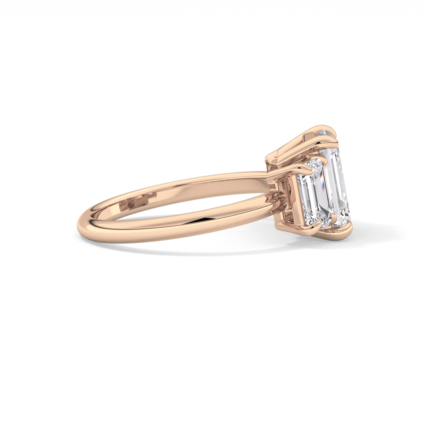 Emerald Three Stone Lab Grown Diamond Engagement Ring