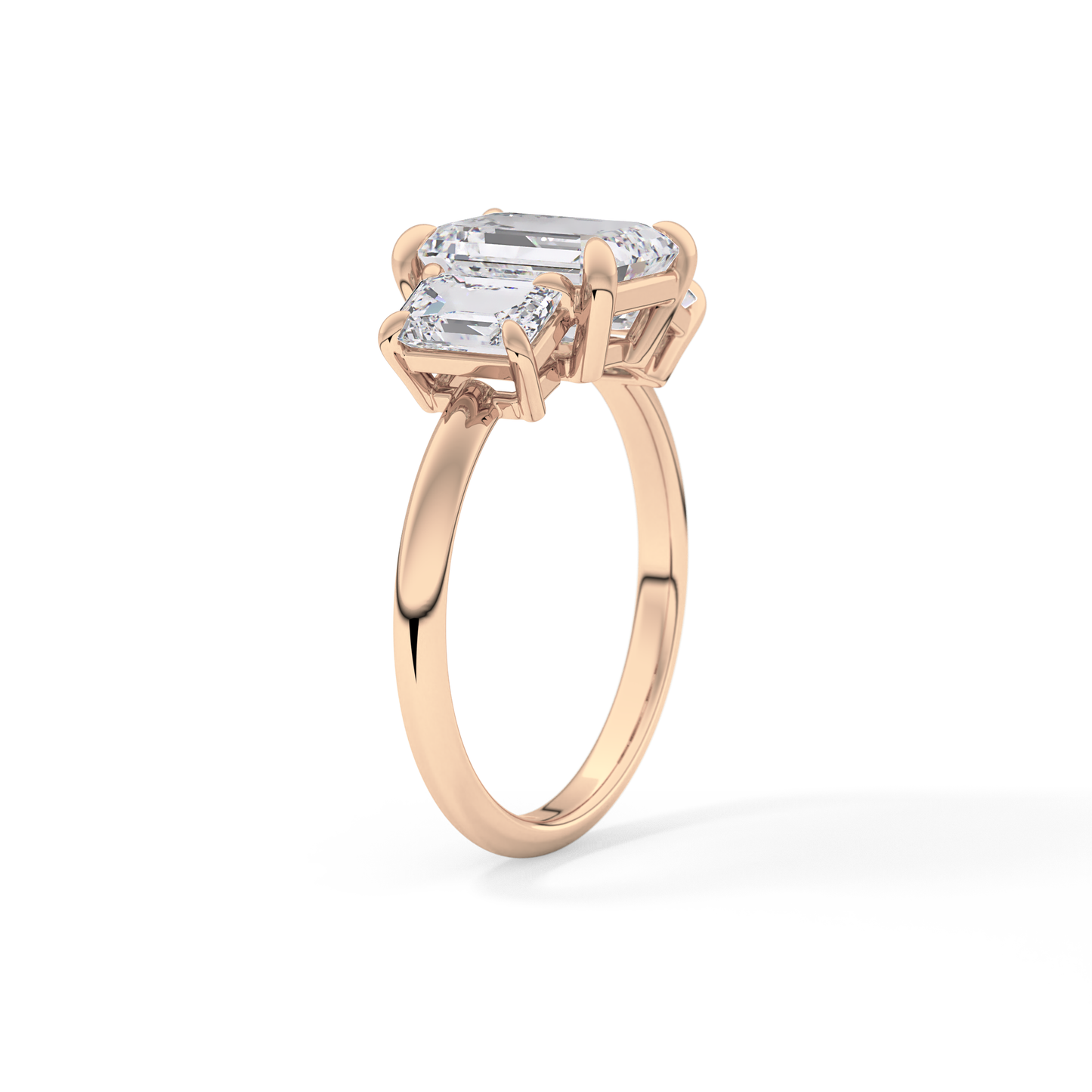 Emerald Three Stone Lab Grown Diamond Engagement Ring