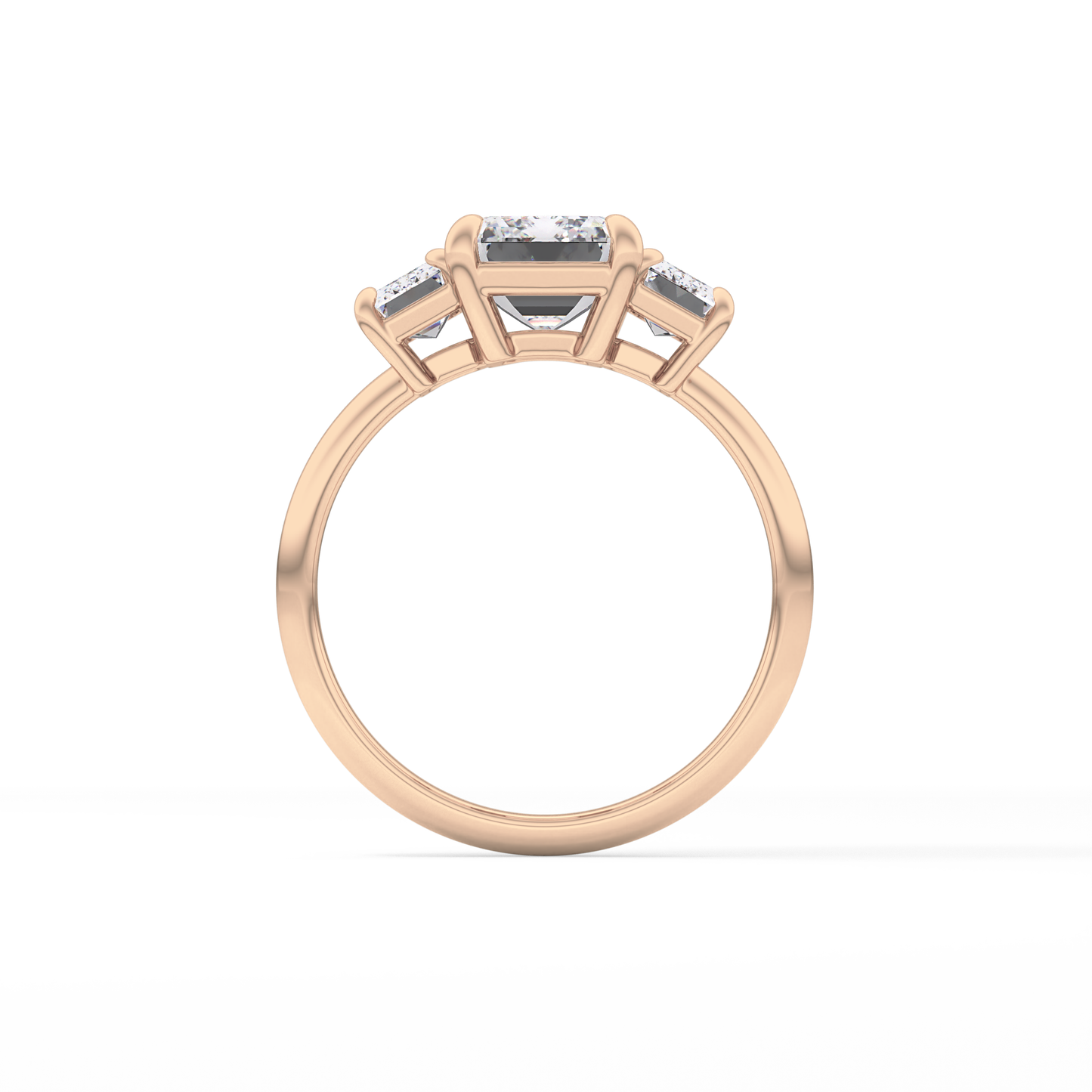 Emerald Three Stone Lab Grown Diamond Engagement Ring