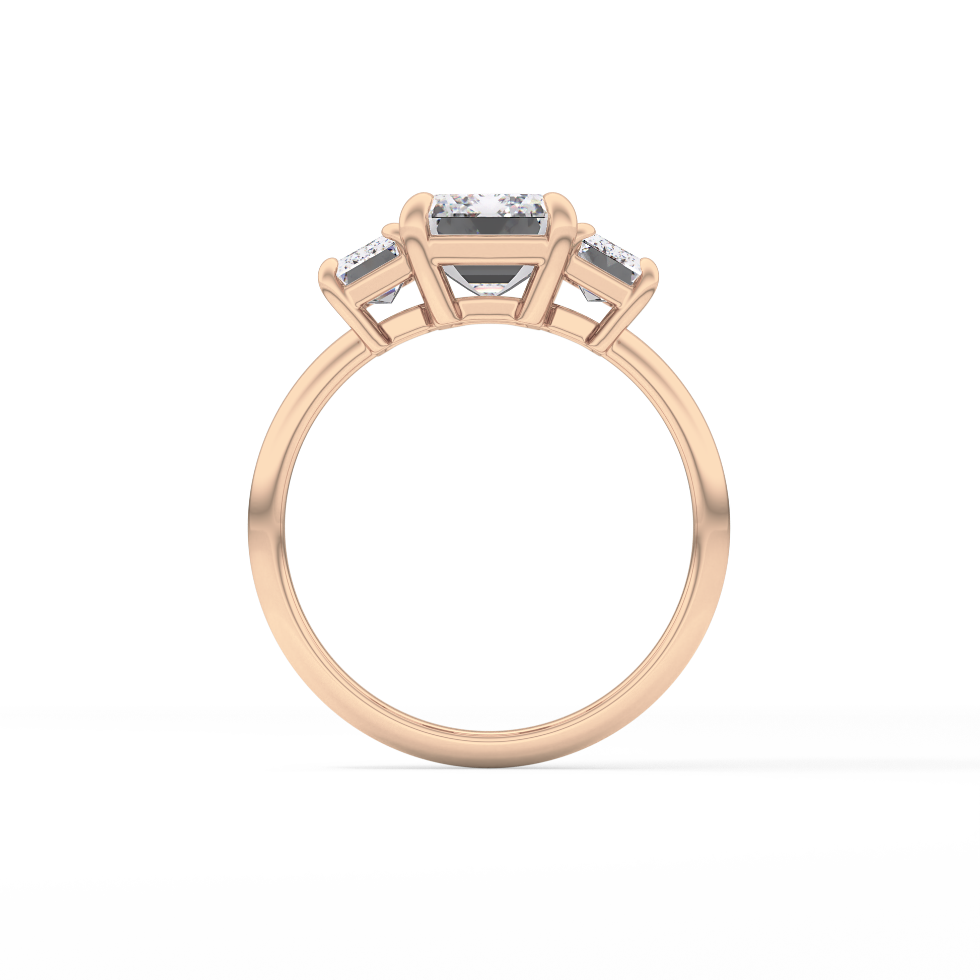Emerald Three Stone Lab Grown Diamond Engagement Ring