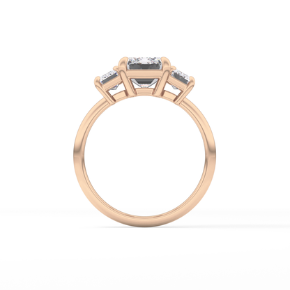 Emerald Three Stone Lab Grown Diamond Engagement Ring