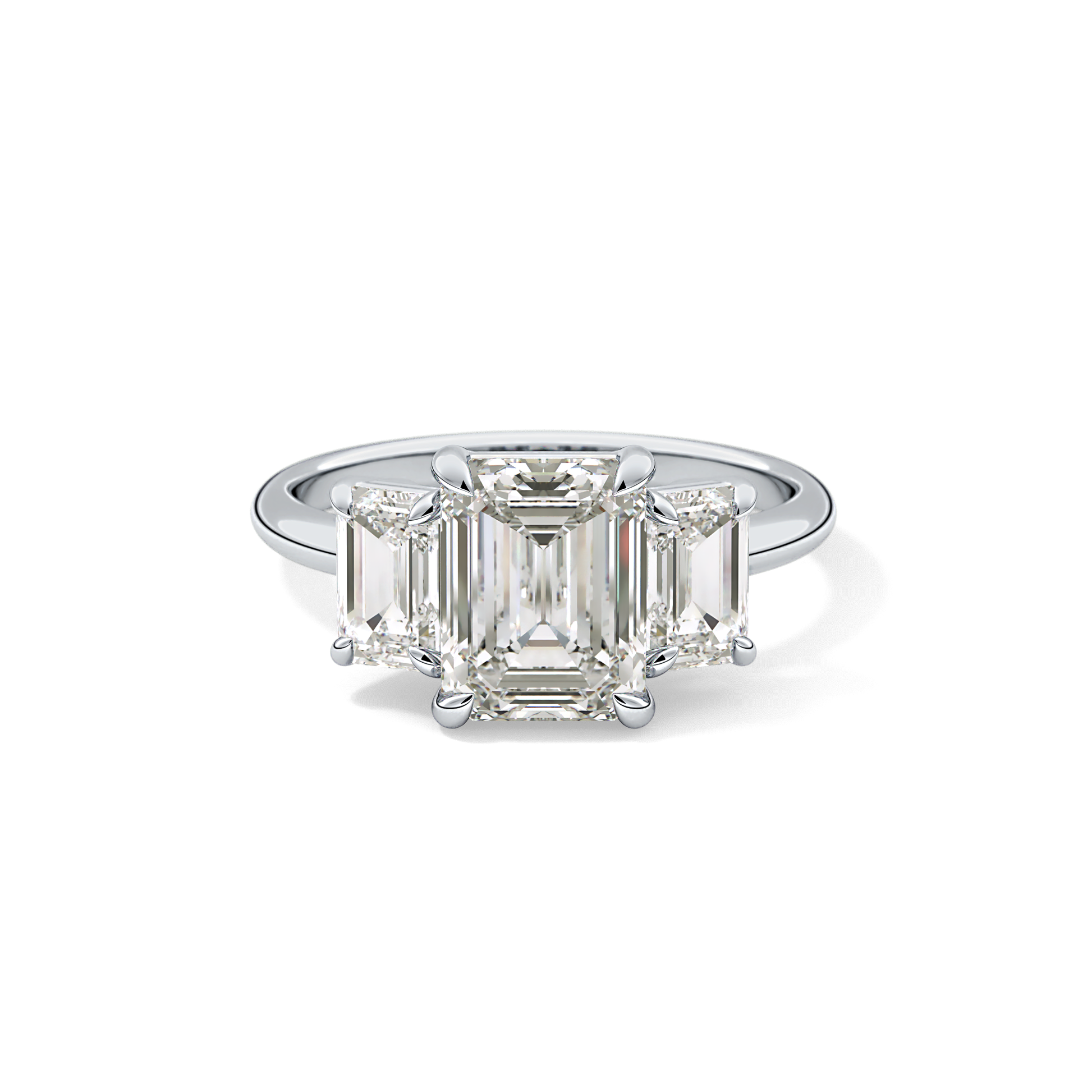 Emerald Three Stone Lab Grown Diamond Engagement Ring