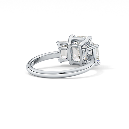 Emerald Three Stone Lab Grown Diamond Engagement Ring