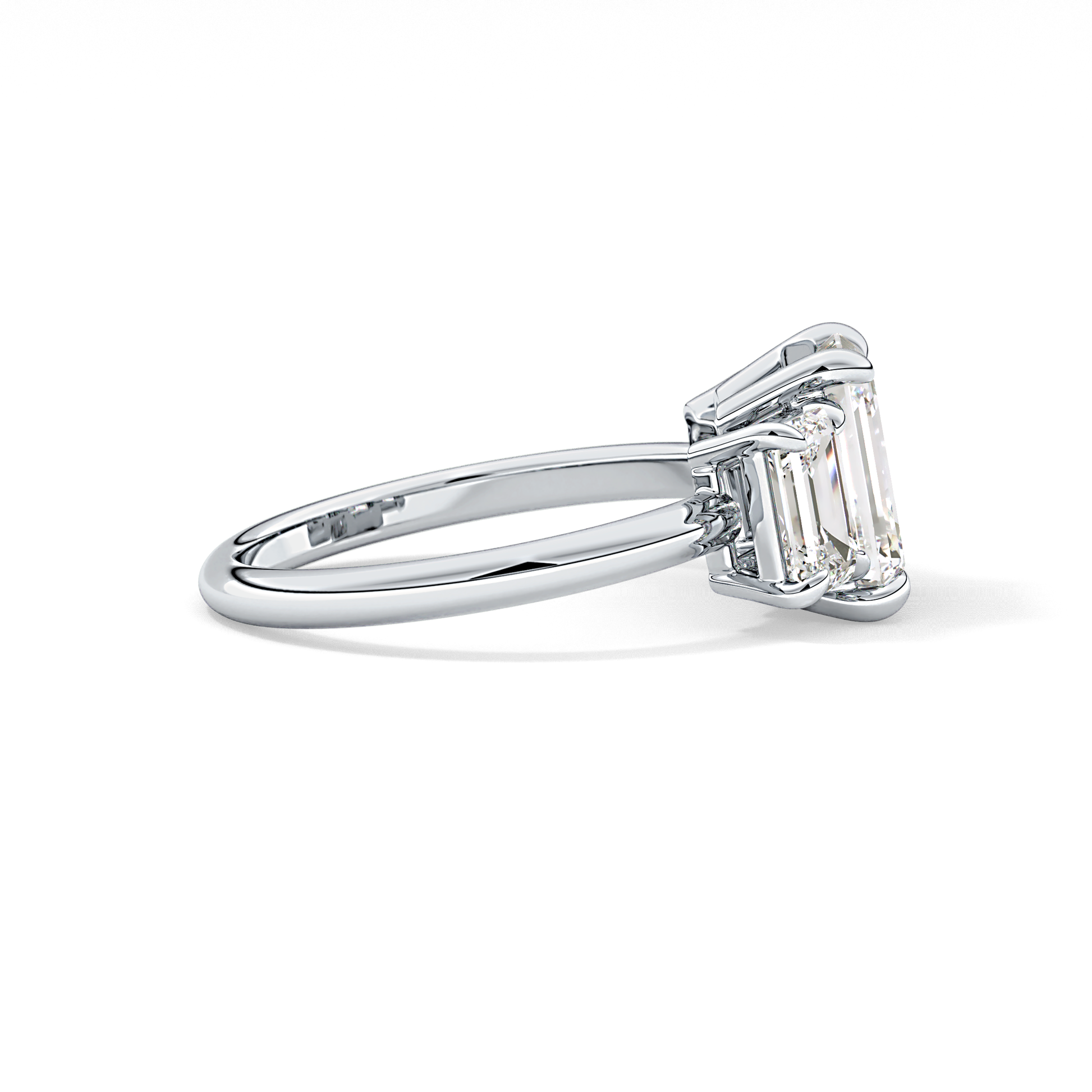 Emerald Three Stone Lab Grown Diamond Engagement Ring