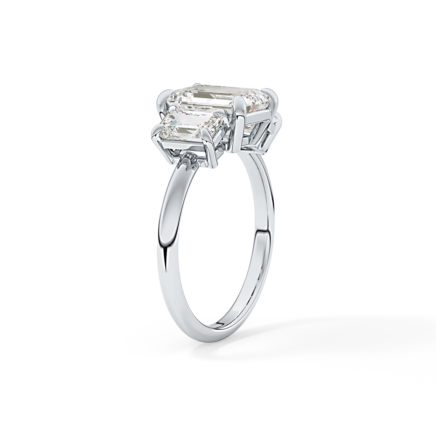 Emerald Three Stone Lab Grown Diamond Engagement Ring
