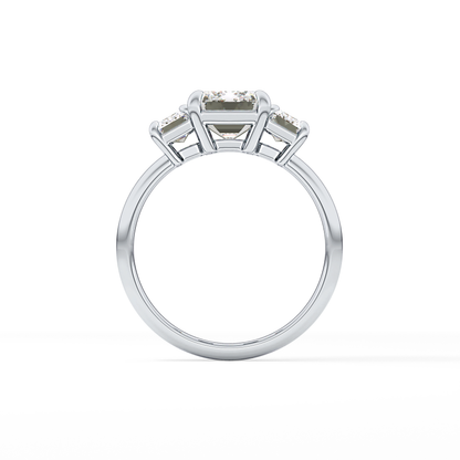 Emerald Three Stone Lab Grown Diamond Engagement Ring