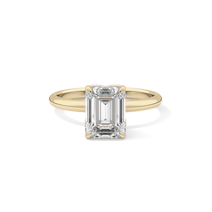 Emerald Solitaire Lab Grown Diamond Engagement Ring