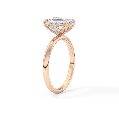 Emerald Solitaire Lab Grown Diamond Engagement Ring