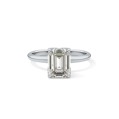 Emerald Solitaire Lab Grown Diamond Engagement Ring