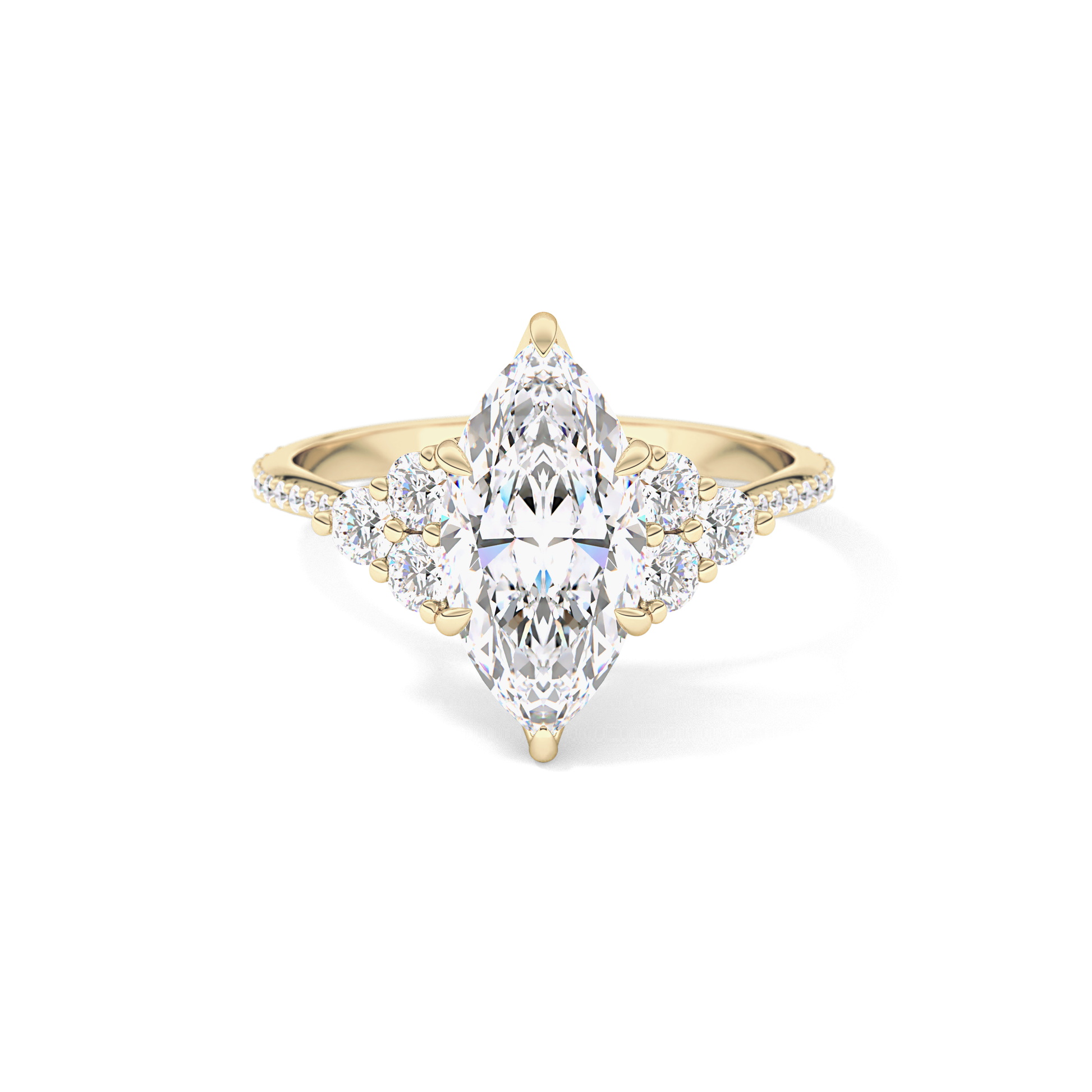 Marquise Cluster Lab Grown Diamond Engagement Ring