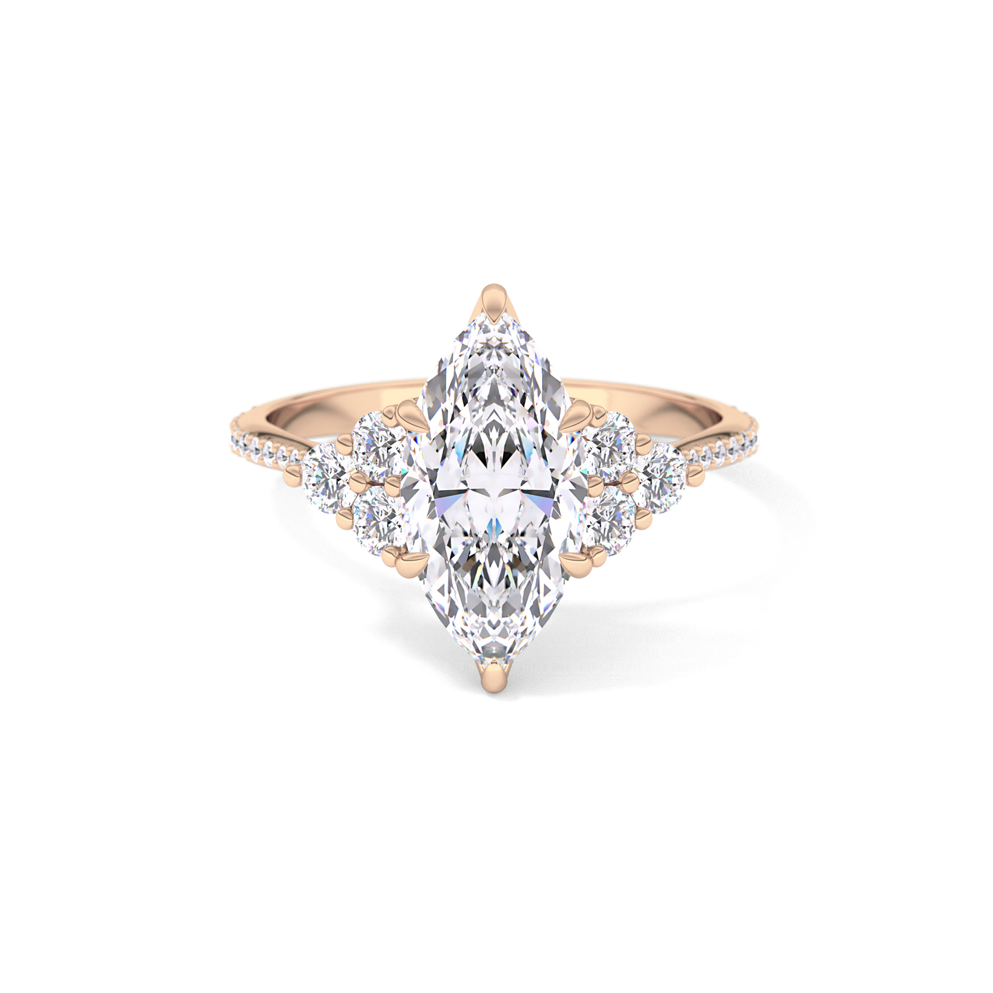Marquise Cluster Lab Grown Diamond Engagement Ring