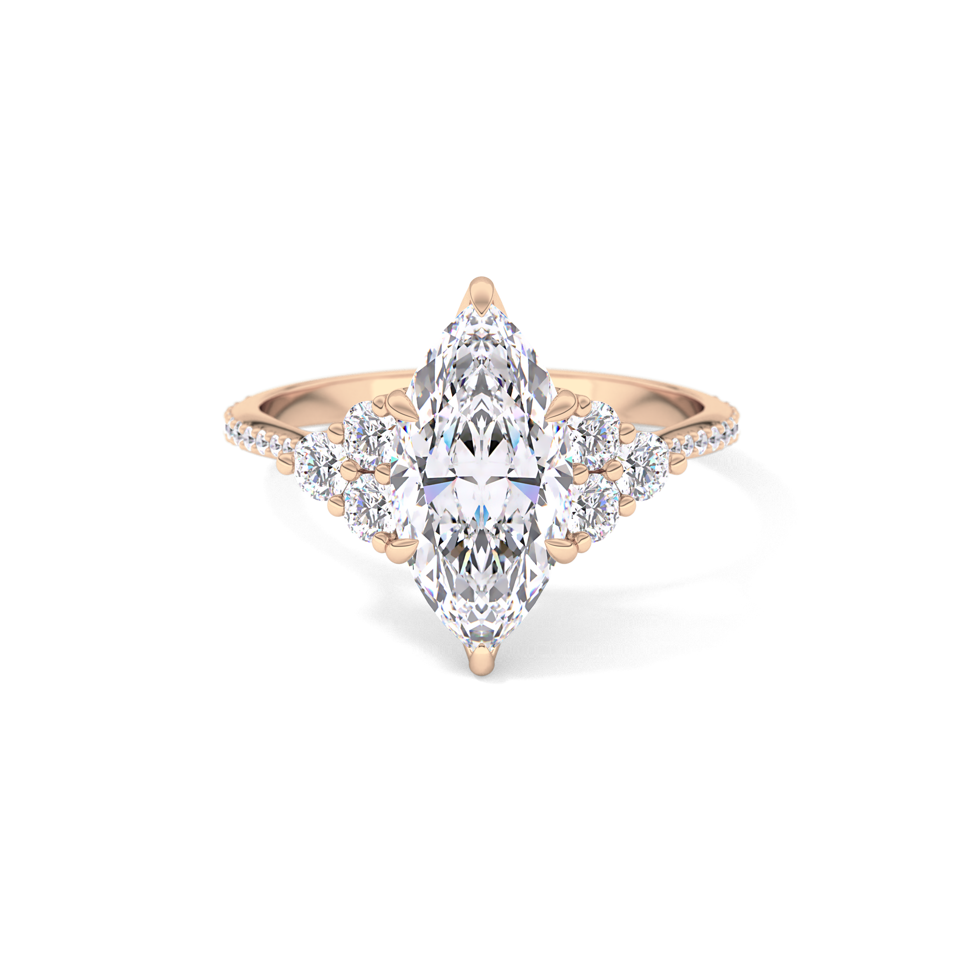Marquise Cluster Lab Grown Diamond Engagement Ring