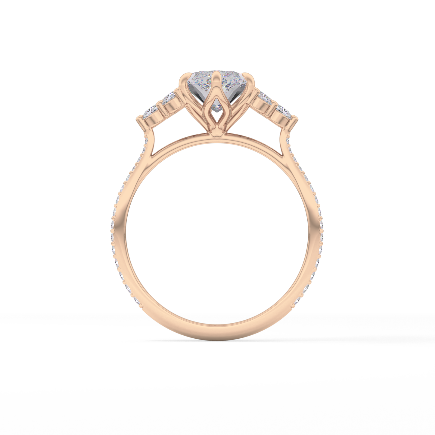 Marquise Cluster Lab Grown Diamond Engagement Ring