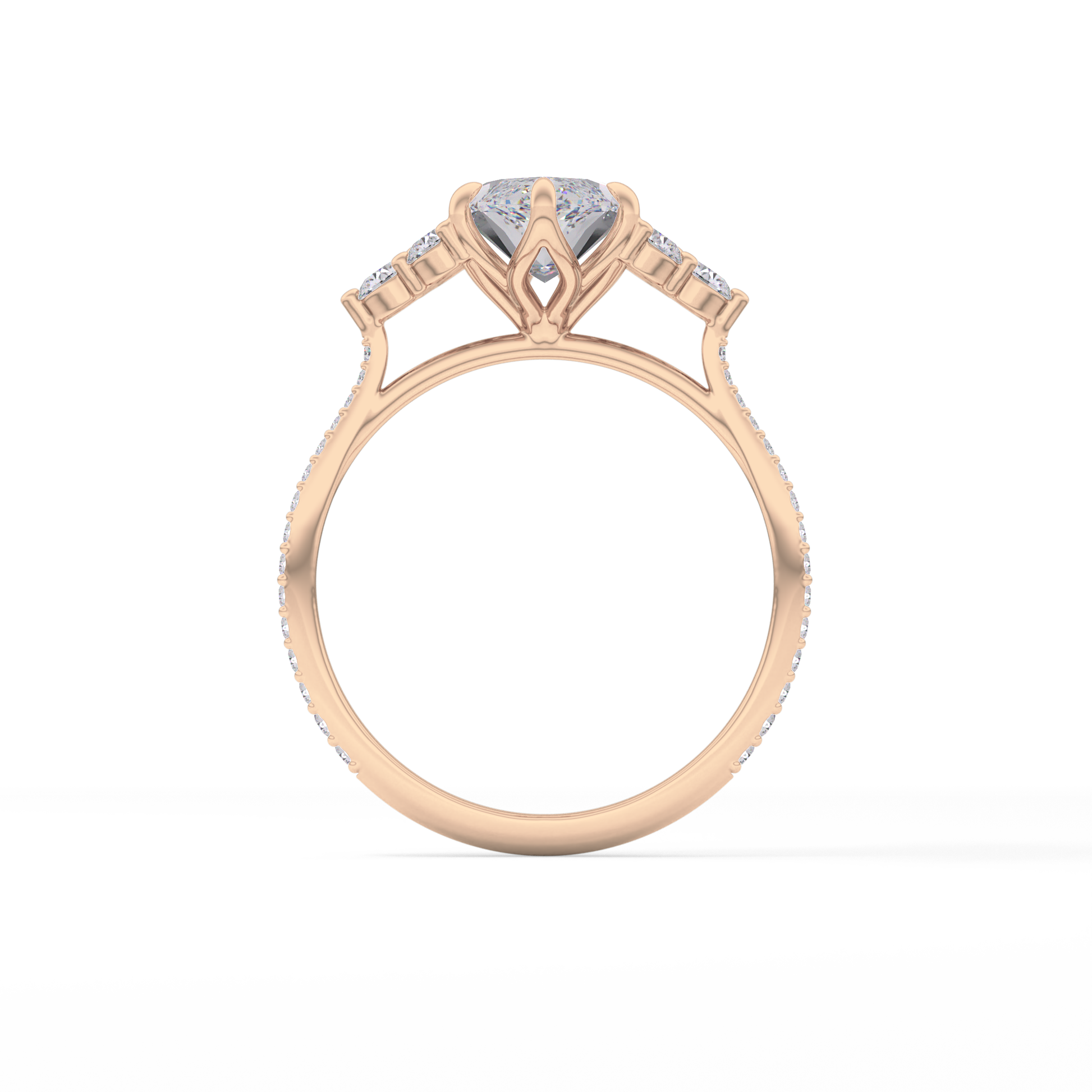 Marquise Cluster Lab Grown Diamond Engagement Ring