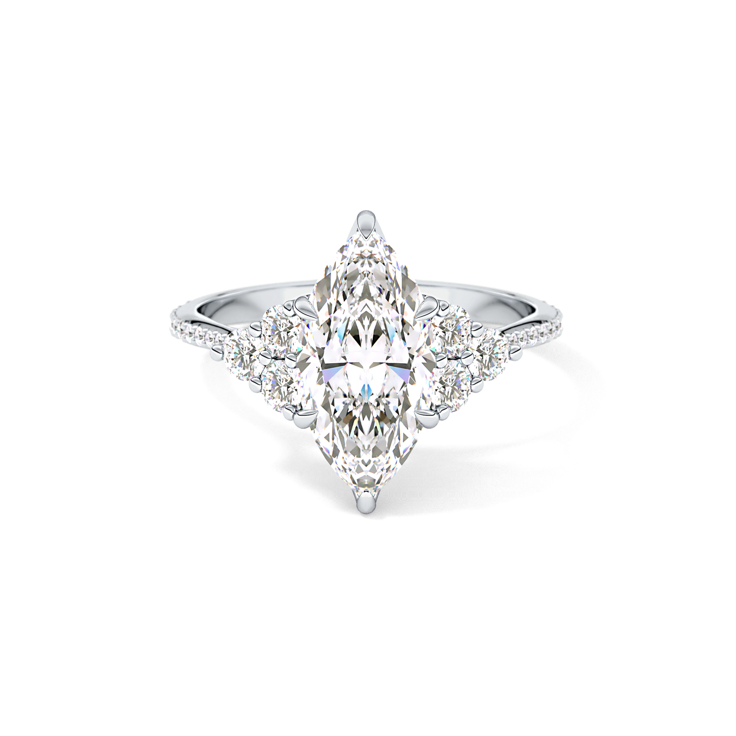 Marquise Cluster Lab Grown Diamond Engagement Ring