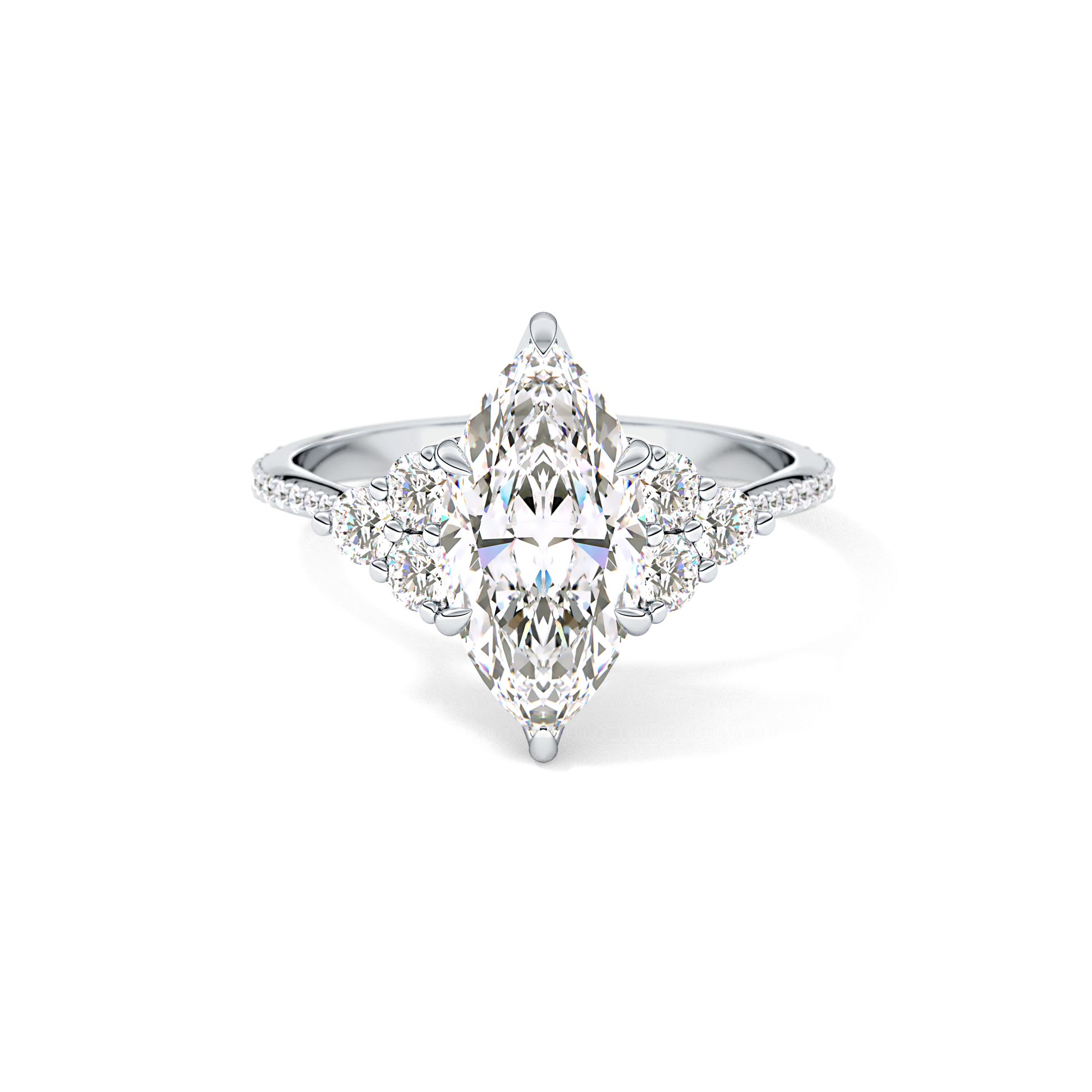 Marquise Cluster Lab Grown Diamond Engagement Ring