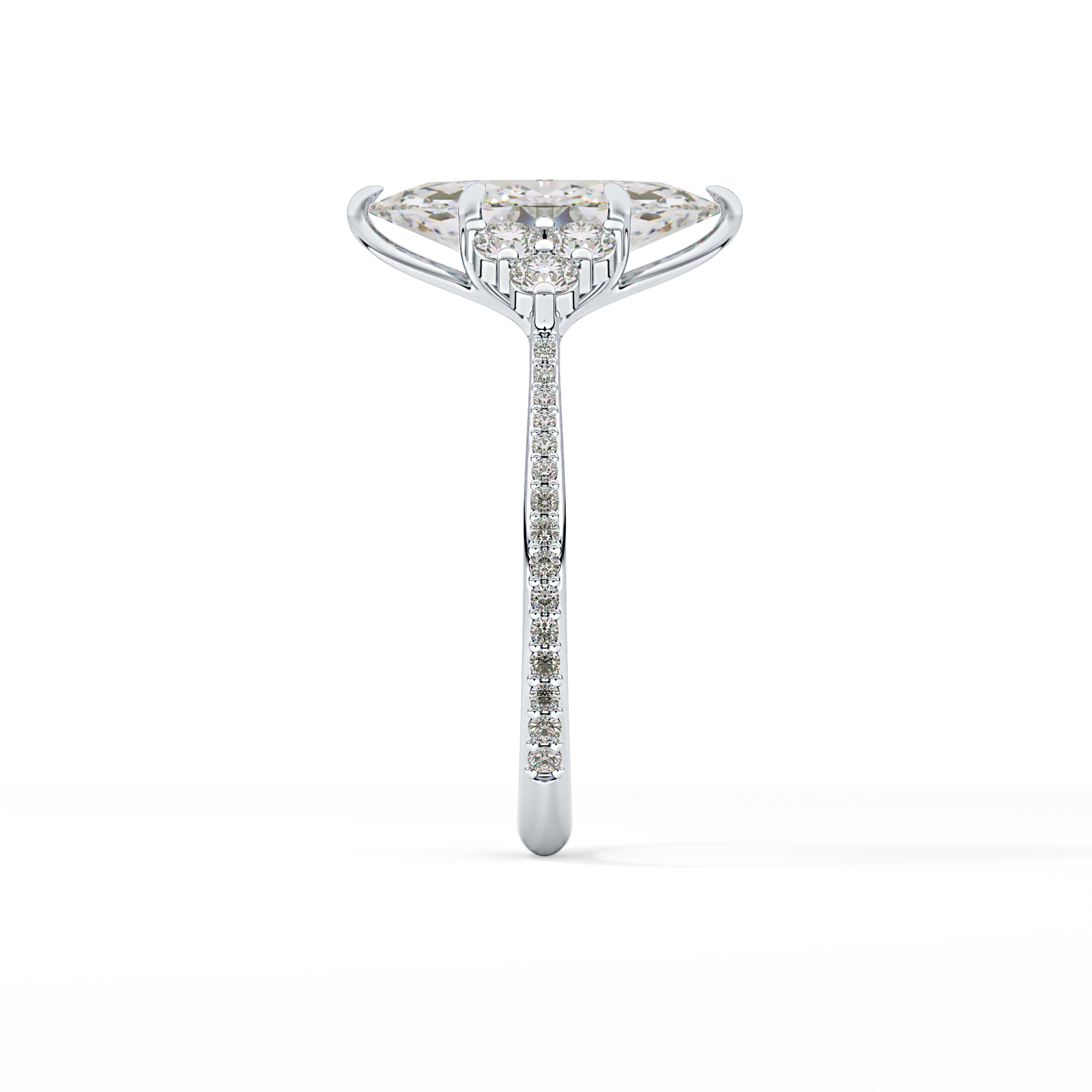 Marquise Cluster Lab Grown Diamond Engagement Ring