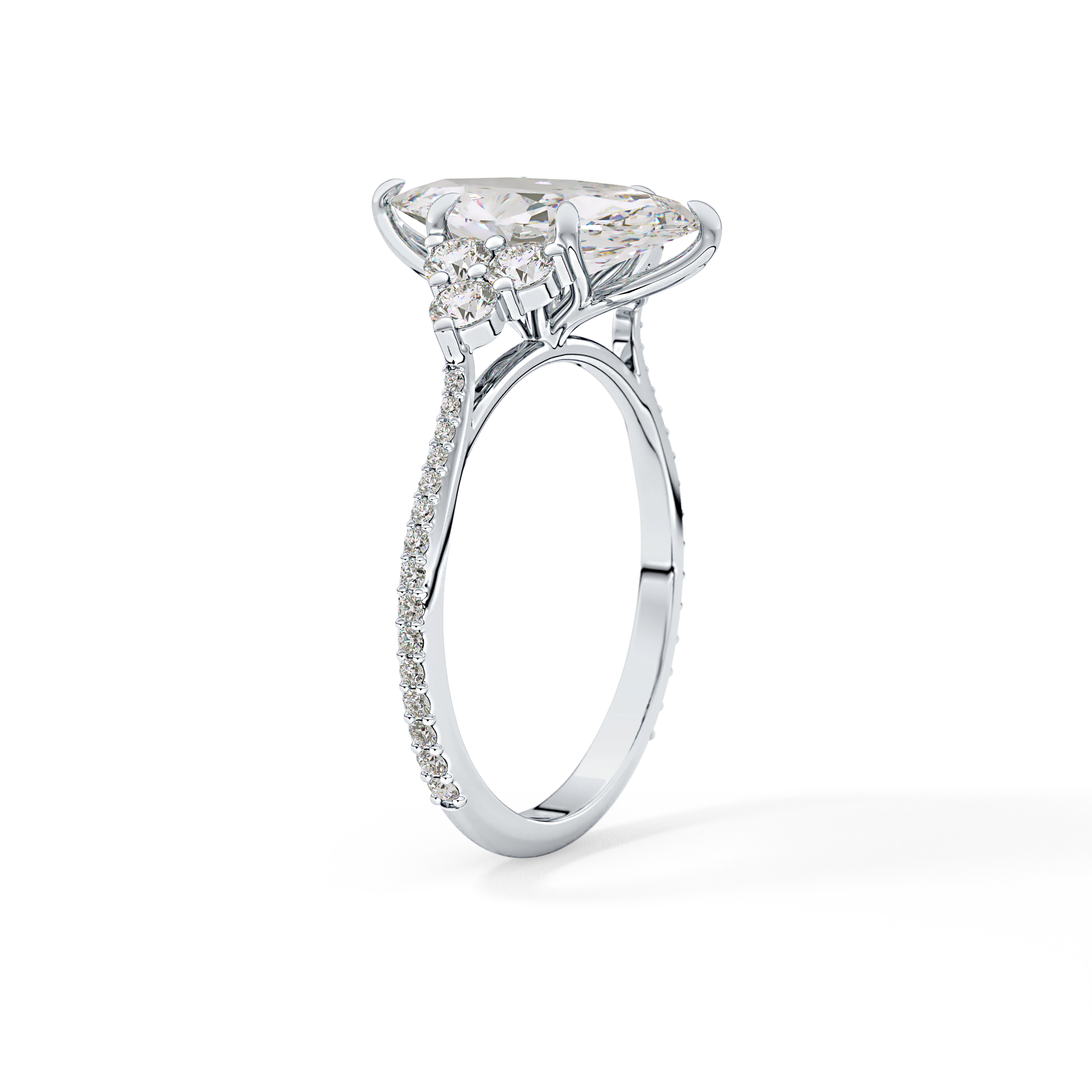 Marquise Cluster Lab Grown Diamond Engagement Ring