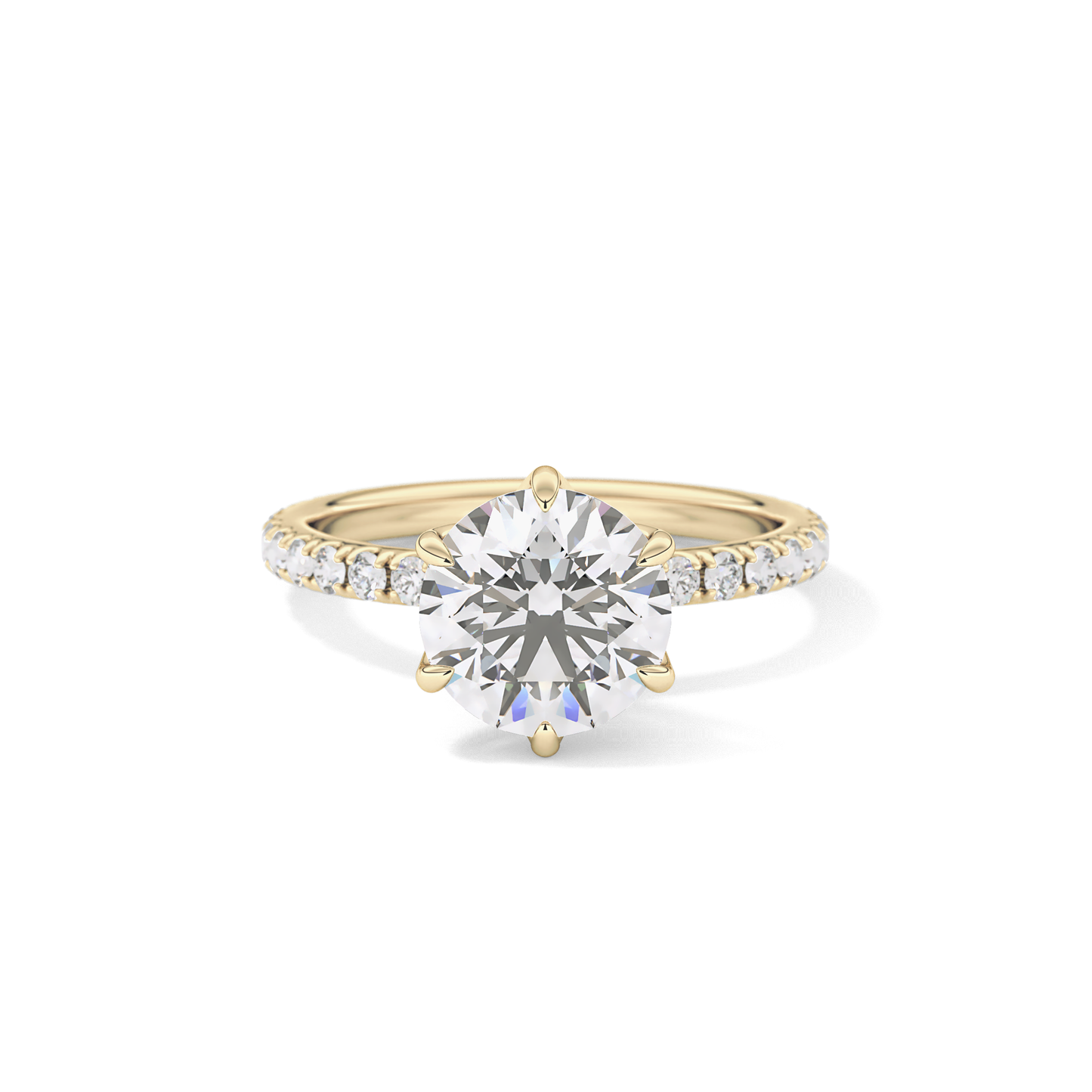 Round Pave Lab Grown Diamond Engagement Ring