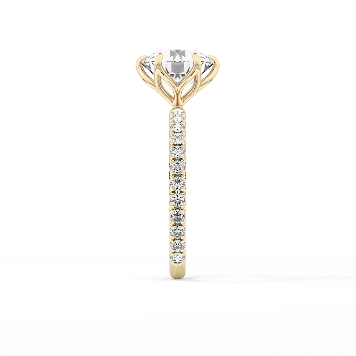 Round Pave Lab Grown Diamond Engagement Ring