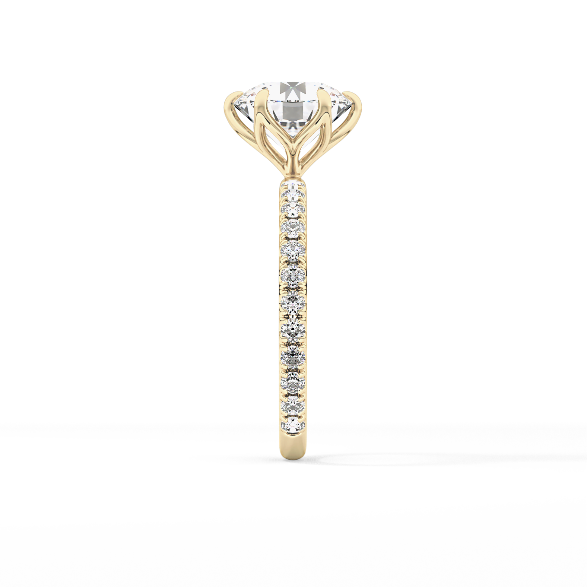 Round Pave Lab Grown Diamond Engagement Ring