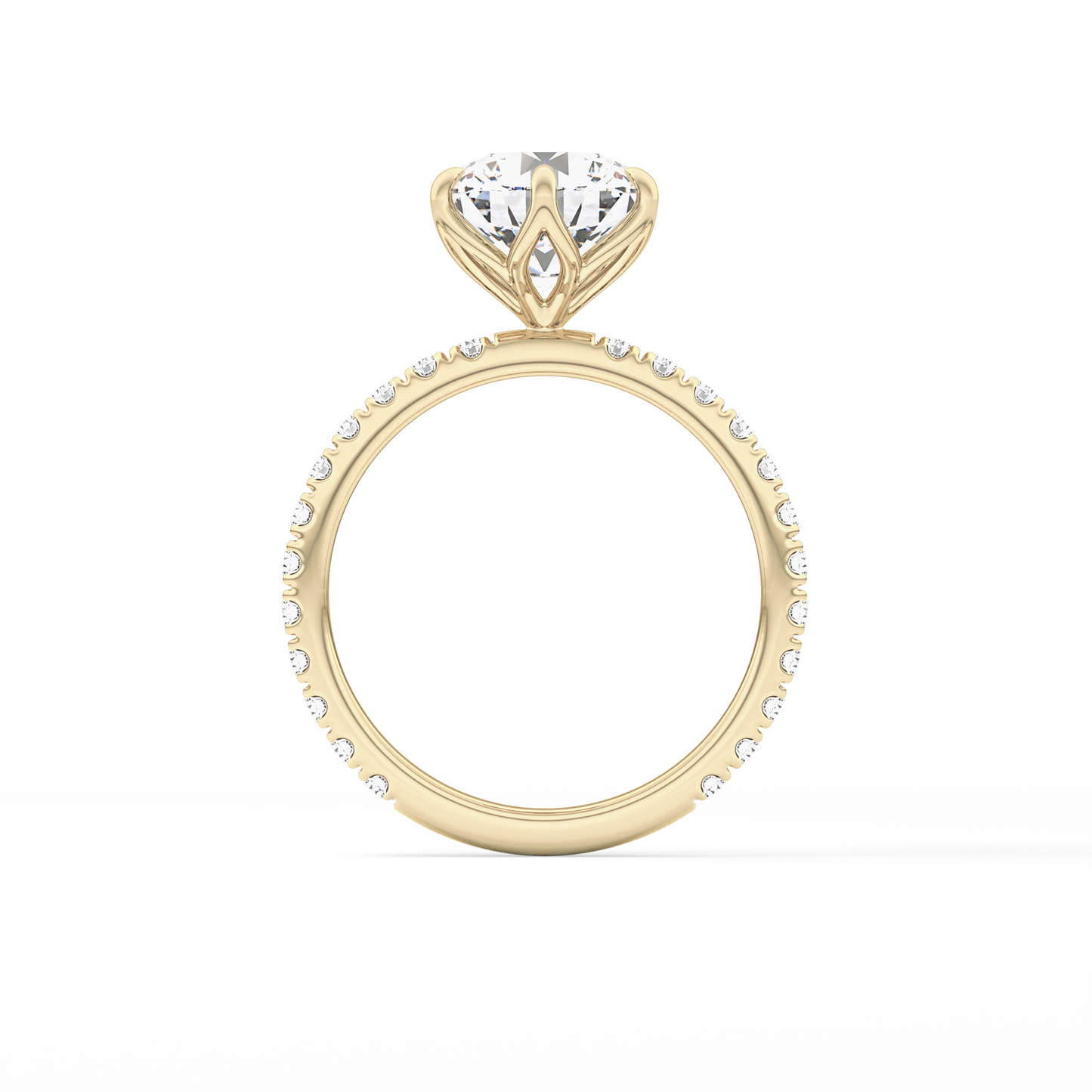 Round Pave Lab Grown Diamond Engagement Ring