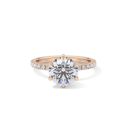 Round Pave Lab Grown Diamond Engagement Ring