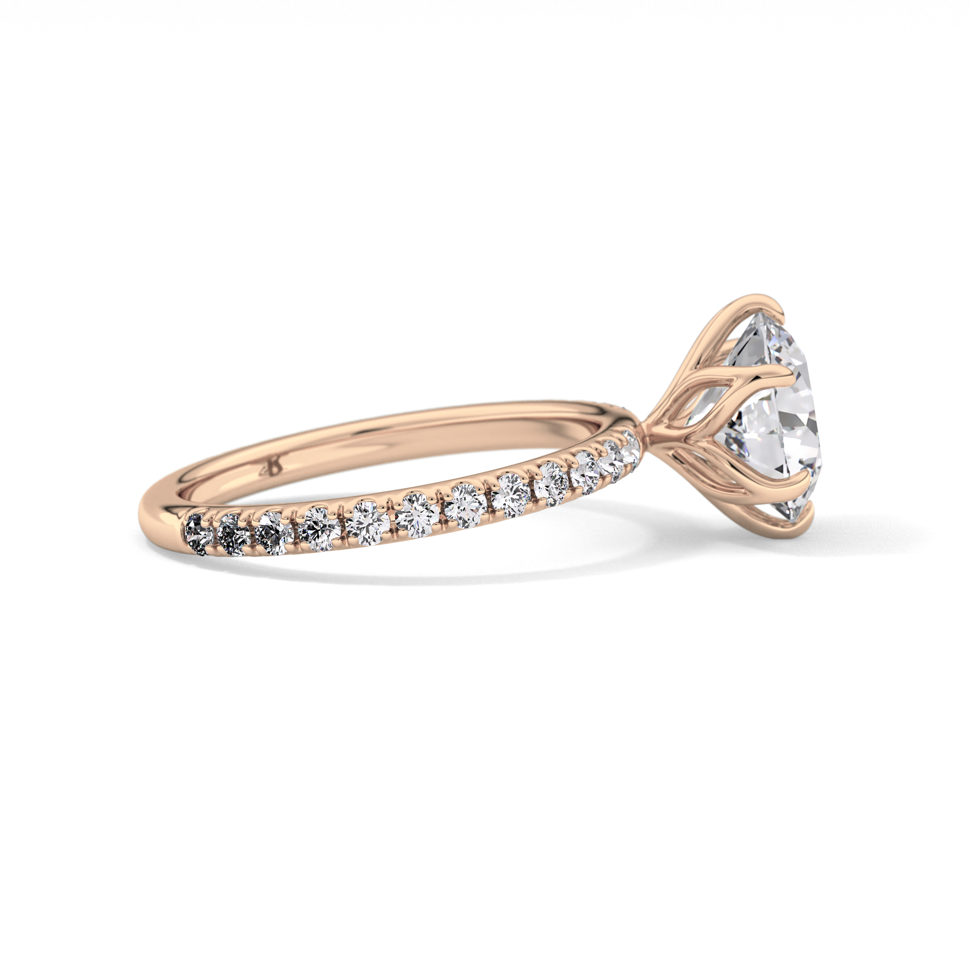 Round Pave Lab Grown Diamond Engagement Ring