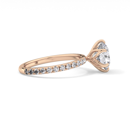 Round Pave Lab Grown Diamond Engagement Ring