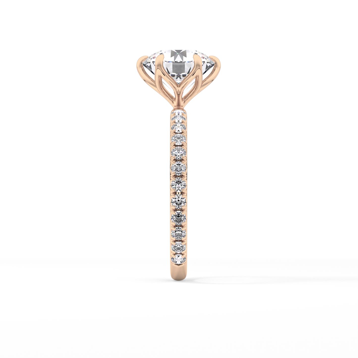 Round Pave Lab Grown Diamond Engagement Ring
