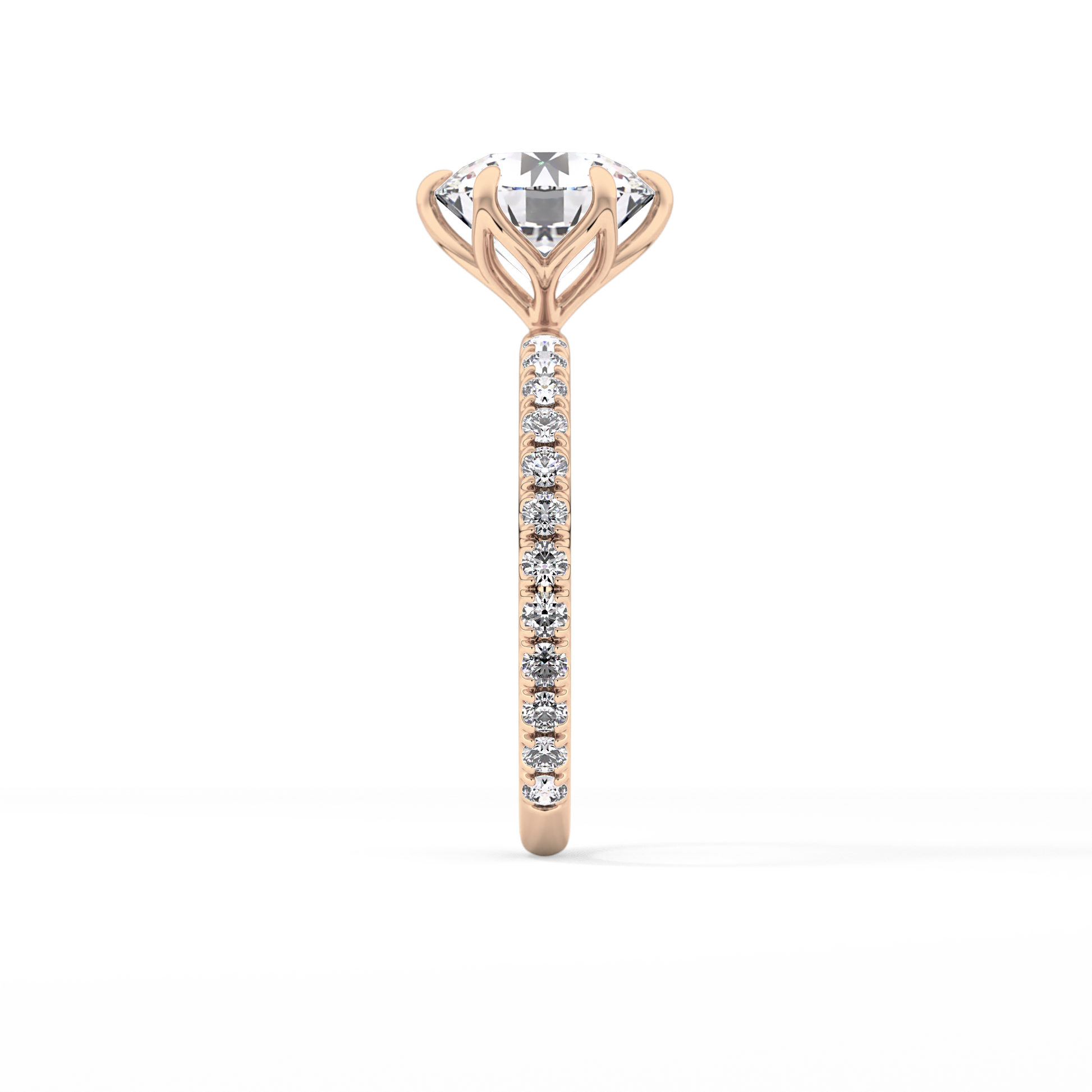 Round Pave Lab Grown Diamond Engagement Ring