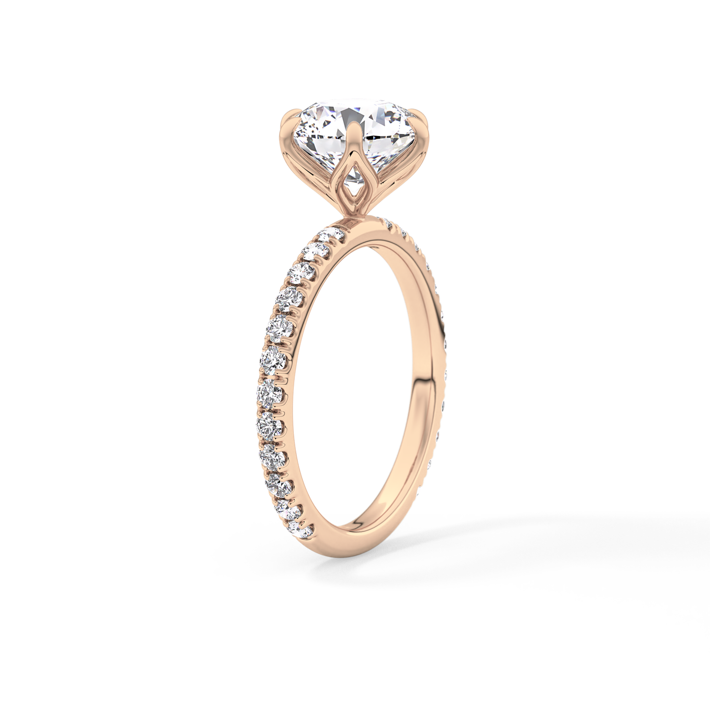 Round Pave Lab Grown Diamond Engagement Ring