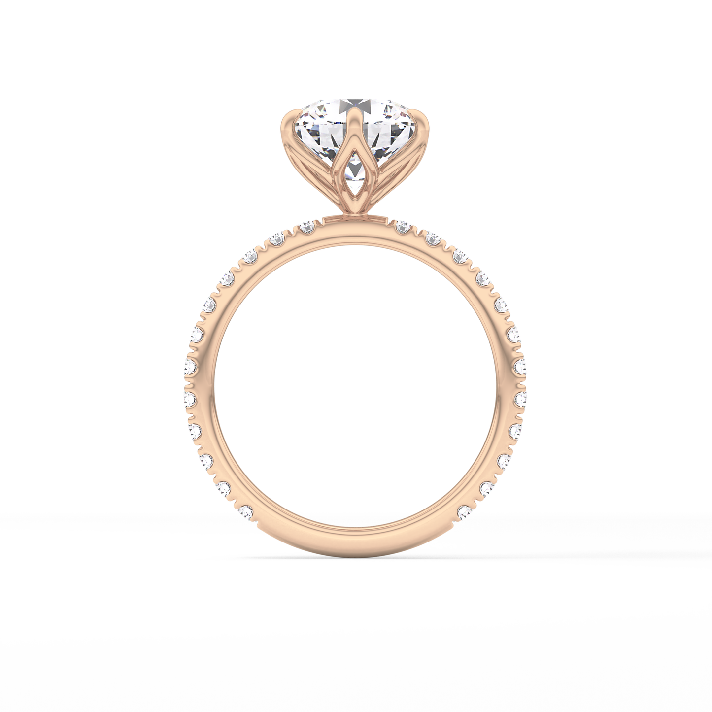 Round Pave Lab Grown Diamond Engagement Ring