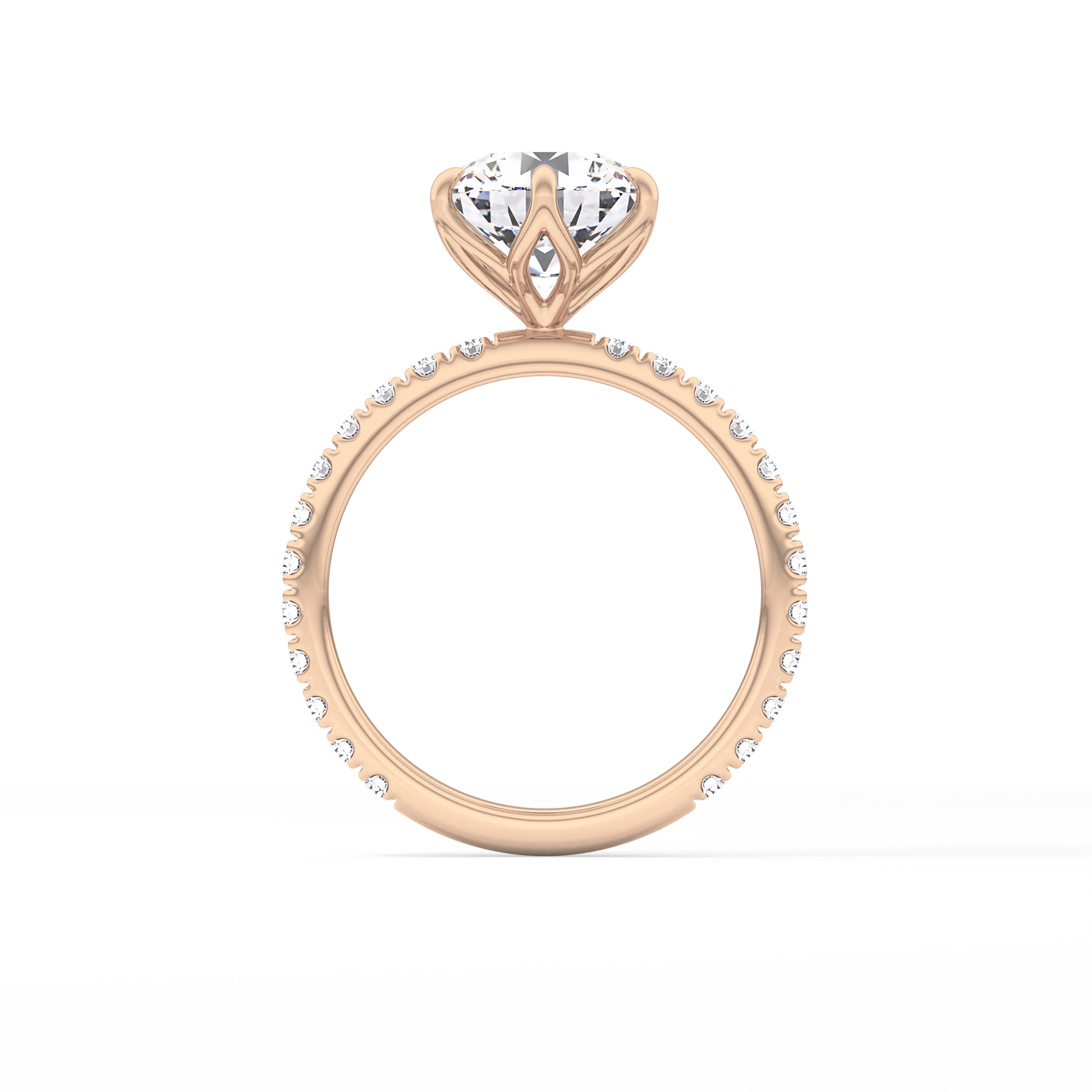 Round Pave Lab Grown Diamond Engagement Ring