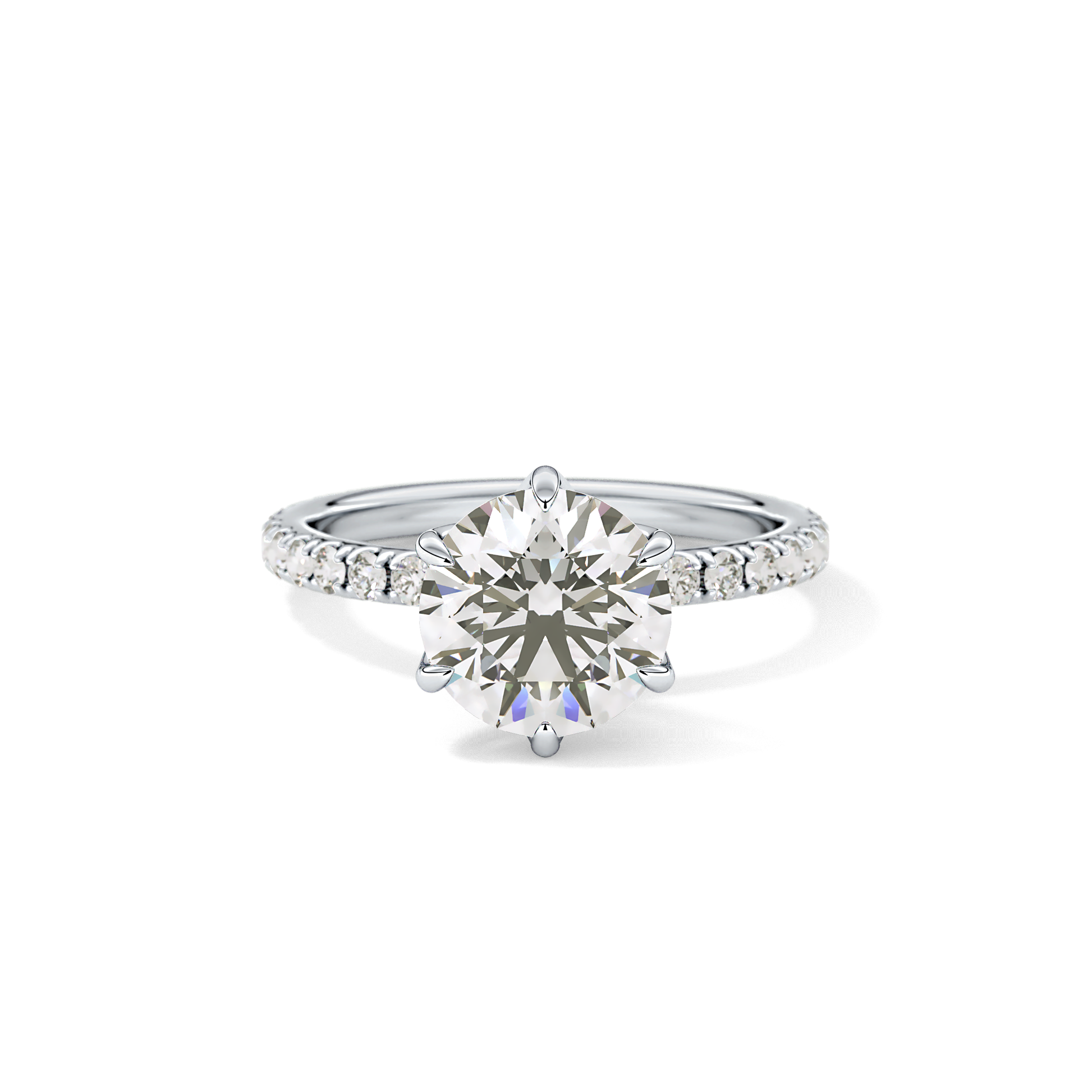 Round Pave Lab Grown Diamond Engagement Ring