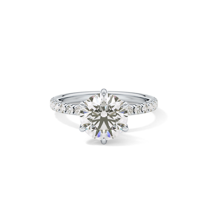 Round Pave Lab Grown Diamond Engagement Ring