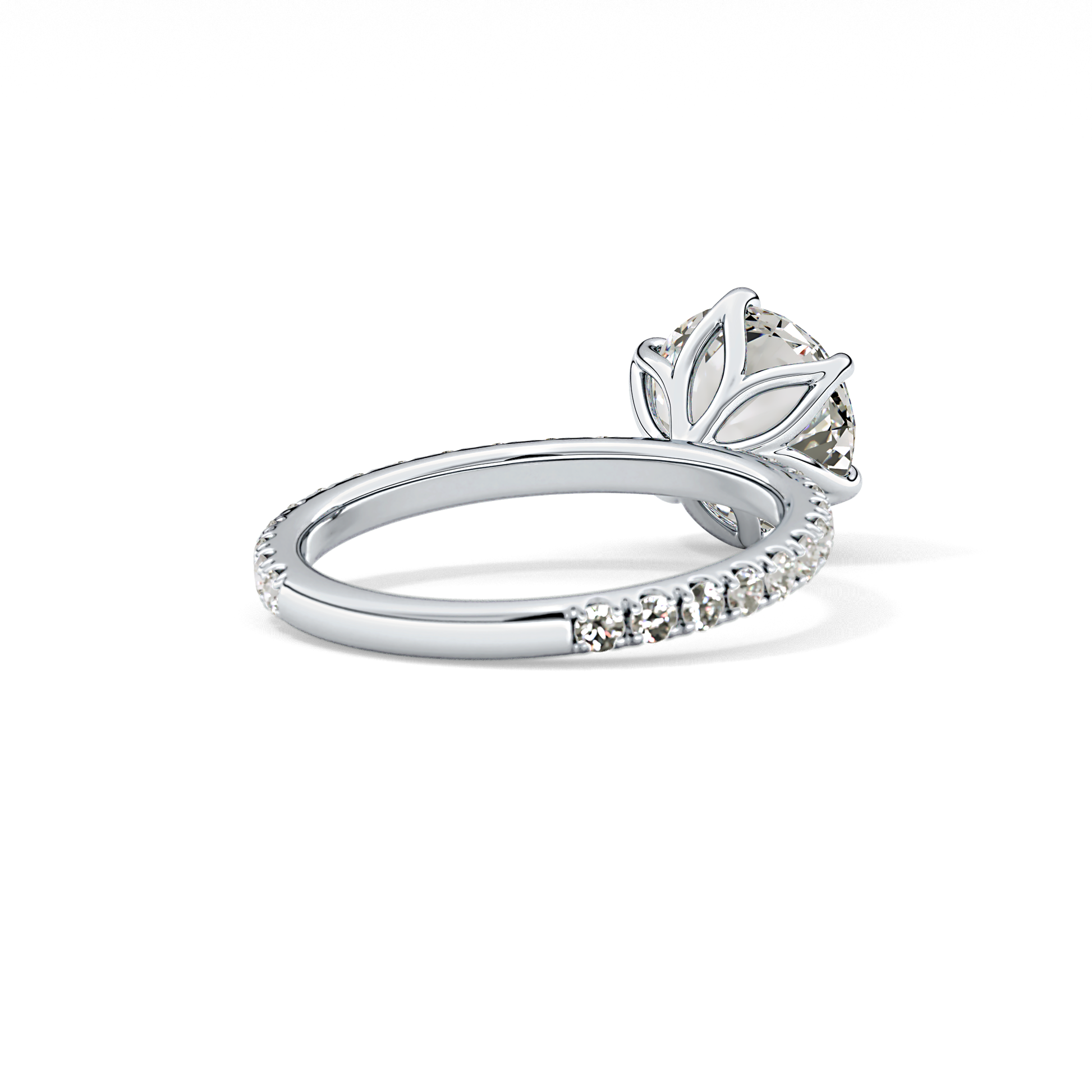 Round Pave Lab Grown Diamond Engagement Ring