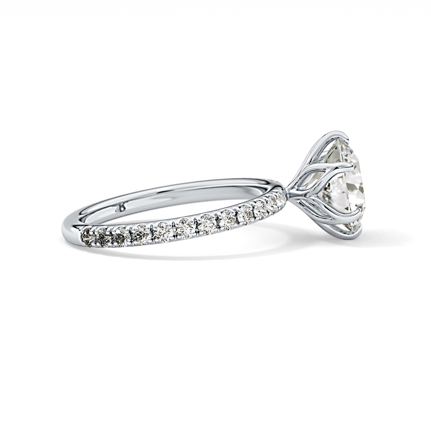 Round Pave Lab Grown Diamond Engagement Ring