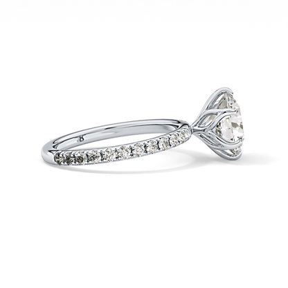 Round Pave Lab Grown Diamond Engagement Ring