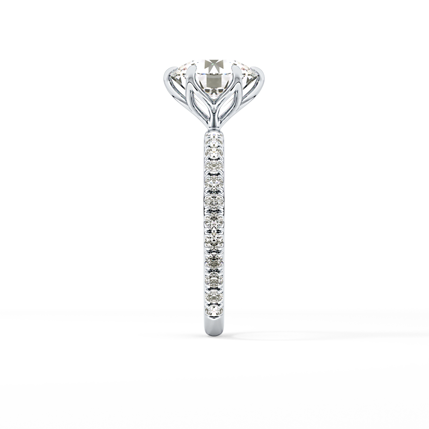 Round Pave Lab Grown Diamond Engagement Ring