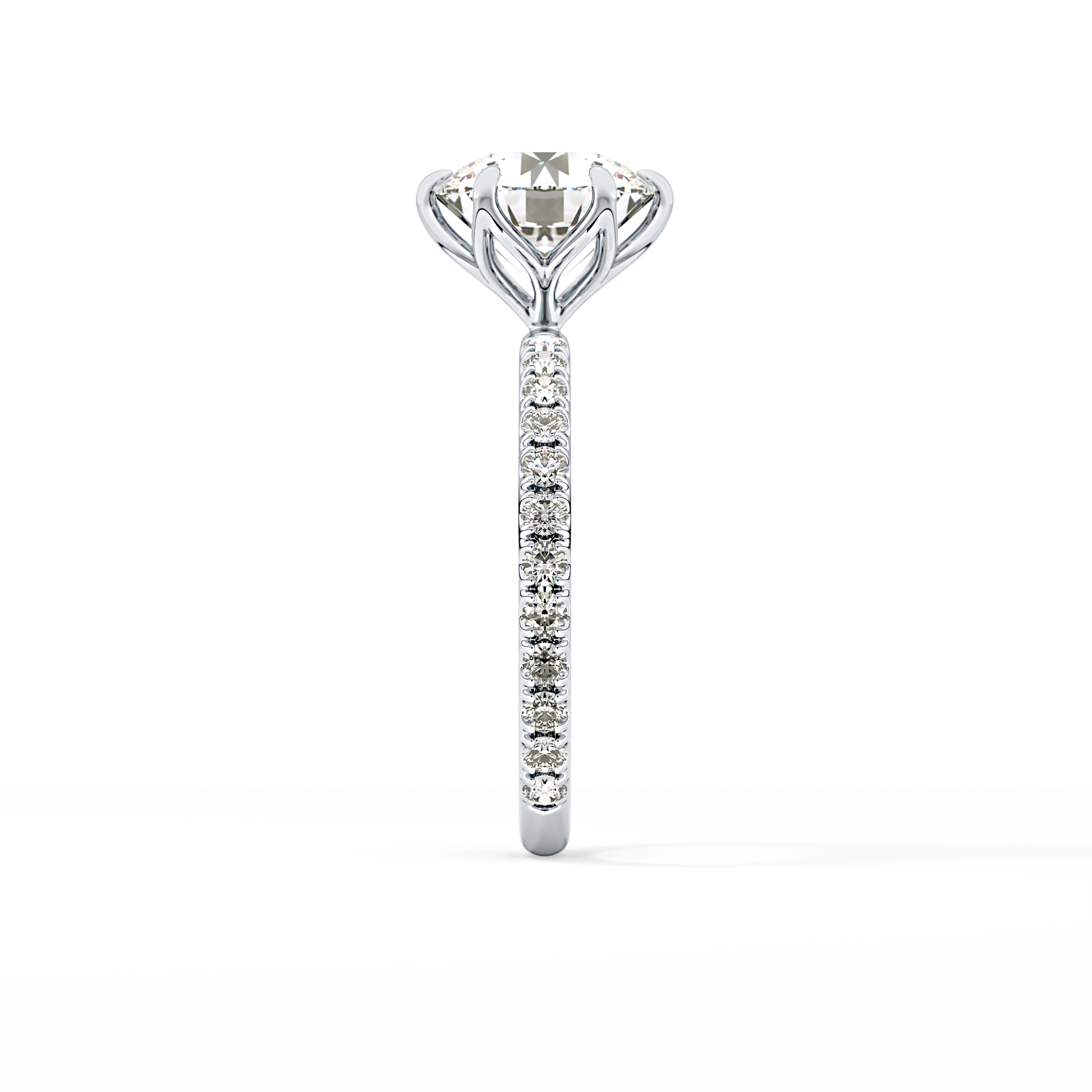 Round Pave Lab Grown Diamond Engagement Ring