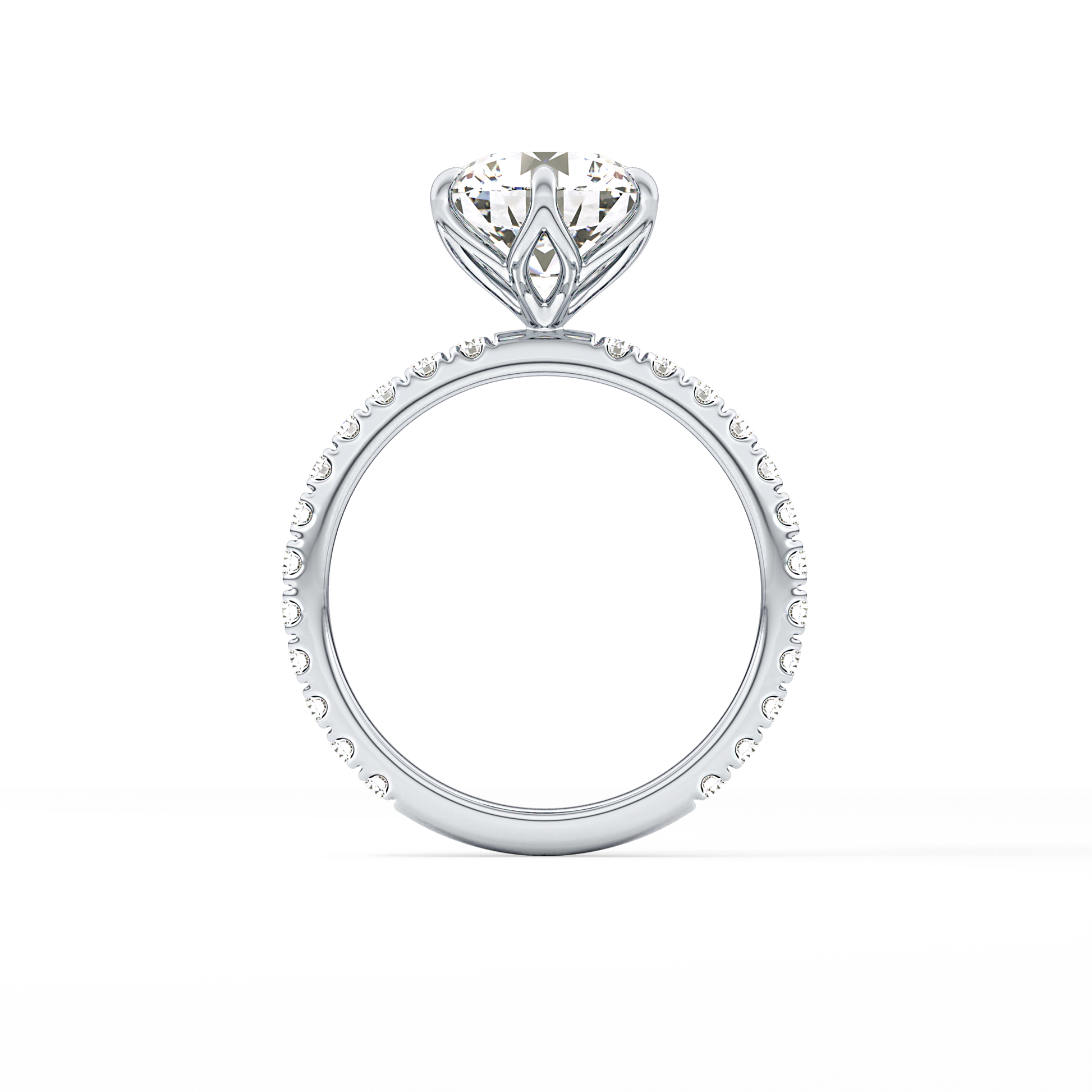 Round Pave Lab Grown Diamond Engagement Ring