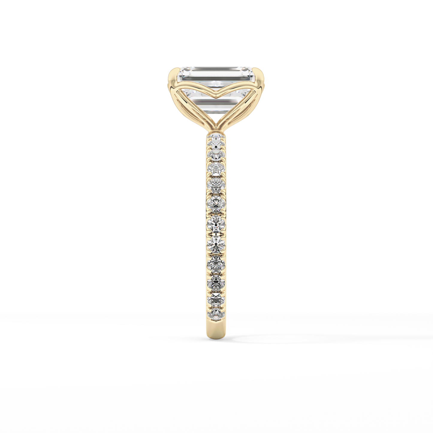 Emerald Pave Lab Grown Diamond Engagement Ring