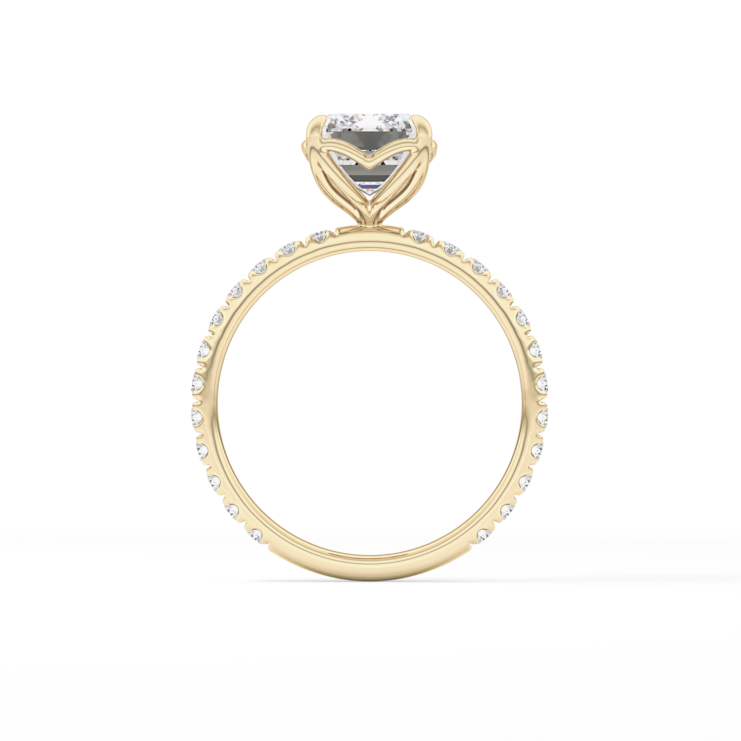Emerald Pave Lab Grown Diamond Engagement Ring